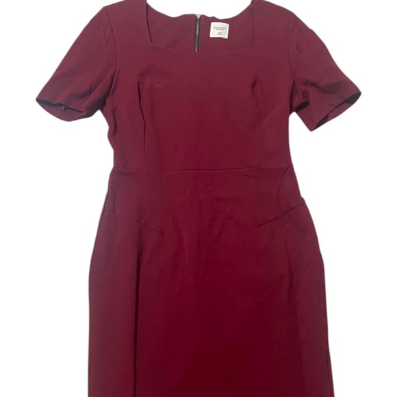Marycrafts Elegant Burgundy Sheath Dress-Size 10-Square Neckline, Short Sleeves - Picture 1 of 3